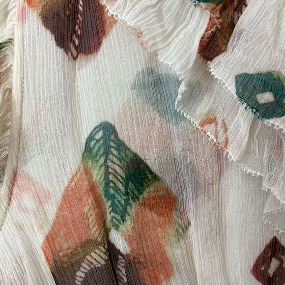 Ulla Johnson Ivory Aubora Zina Crinkle Chiffon Ruffle Mini Dress Women's Size 2 - Picture 5 of 10